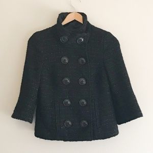 💫HP!💫 Guess Black Cropped 3/4 Sleeve Metallic Coat